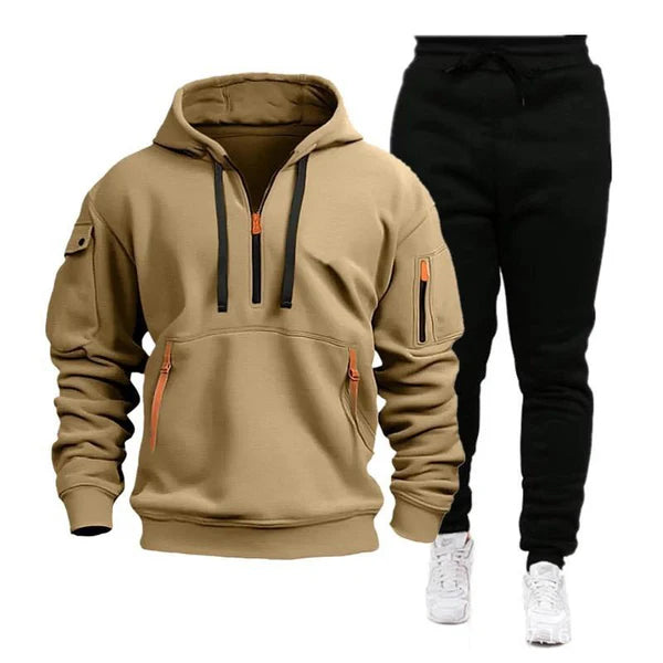 Casual Zipper Collar Loose Long-sleeved Sports Hoodie Sweatpants Set