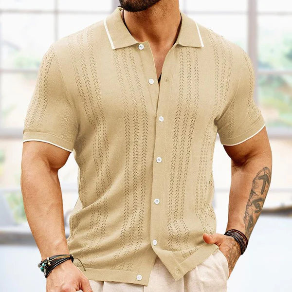 Lapel Contrast Color Single-Breasted Sweater POLO Shirt