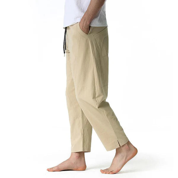 Cotton and Linen Loose Drawstring Pants