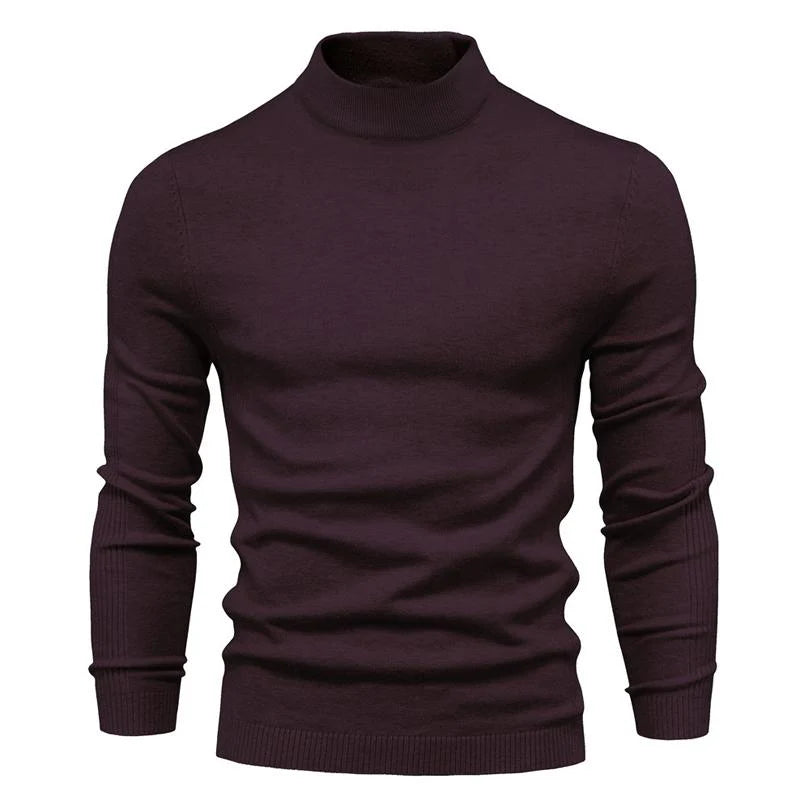 Solid Color Turtleneck Pullover Knit Sweater