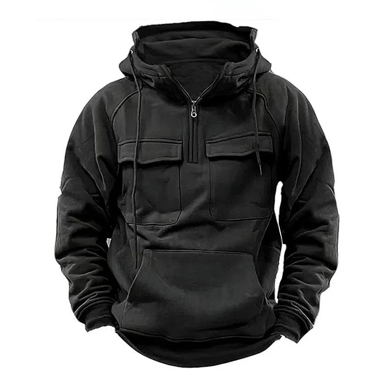 Vintage Thickened Warm Multi-pocket Loose Long Sleeve Hoodie