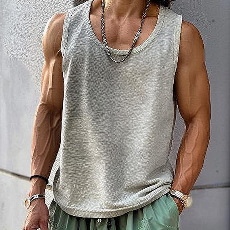 men's-casual-cotton-linen-blended-round-neck-tank-top