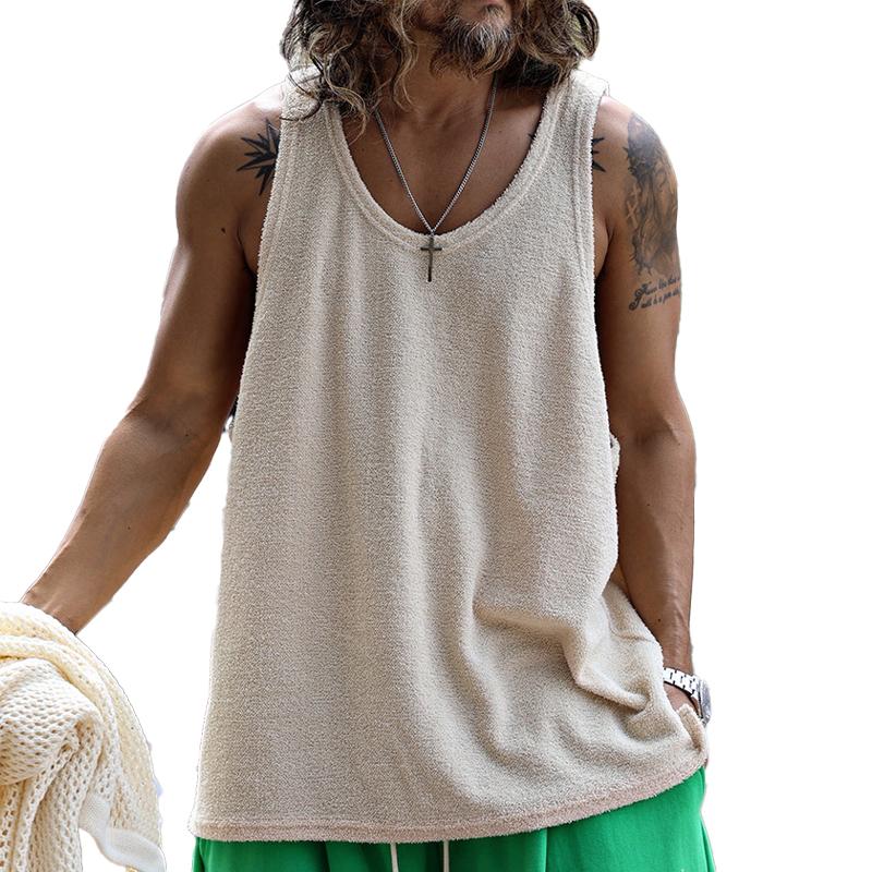 men's-casual-round-neck-solid-color-tank-top