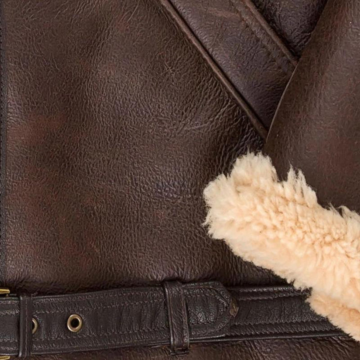 Casual Lapel Warm Long Sleeve Faux Leather Coat - DUVAL
