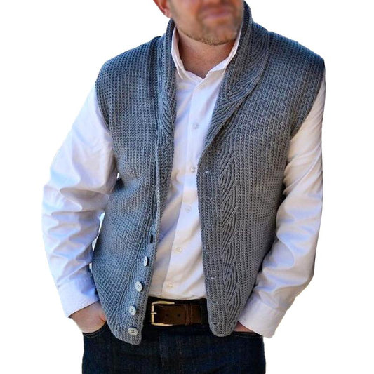 men's-vintage-solid-color-shawl-collar-knitted-vest