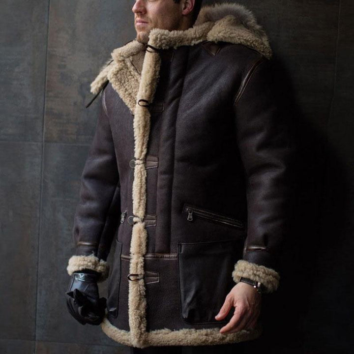 Vintage Thickened Fur Leather Coat - DUVAL