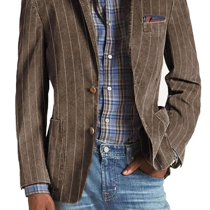Vintage Striped Lapel Single-Breasted Blazer - DUVAL