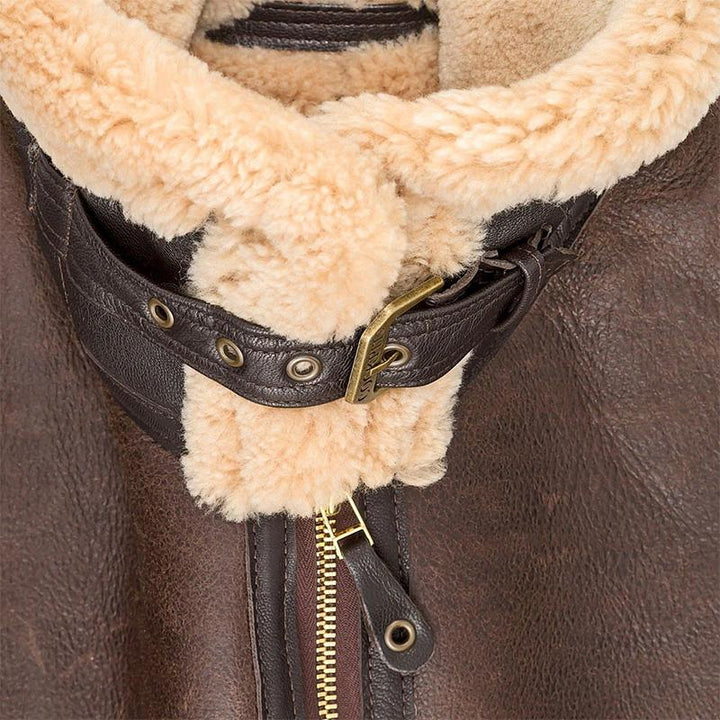 Casual Lapel Warm Long Sleeve Faux Leather Coat - DUVAL