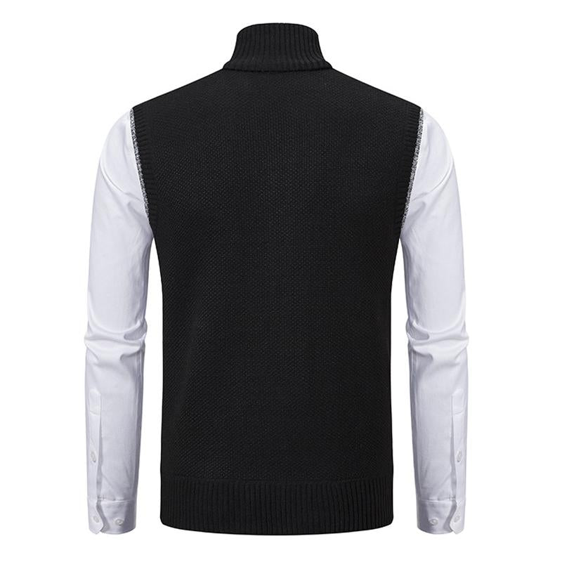 men's-casual-solid-color-stand-collar-sleeveless-knitted-vest