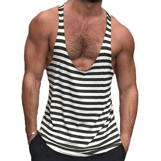 men's-casual-striped-deep-v-neck-tank-top