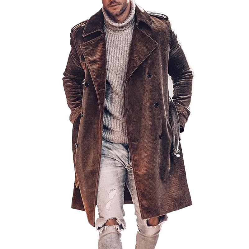 Men's Solid Color Corduroy Lapel Coat