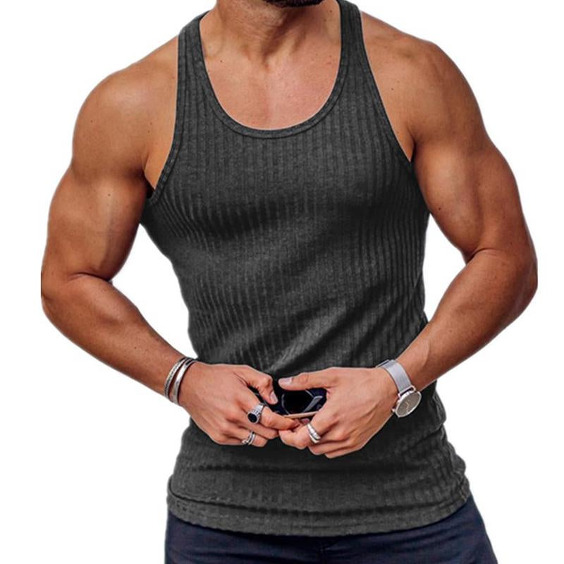 men's-knitted-vertical-stripe-athletic-fit-racerback-tank-top