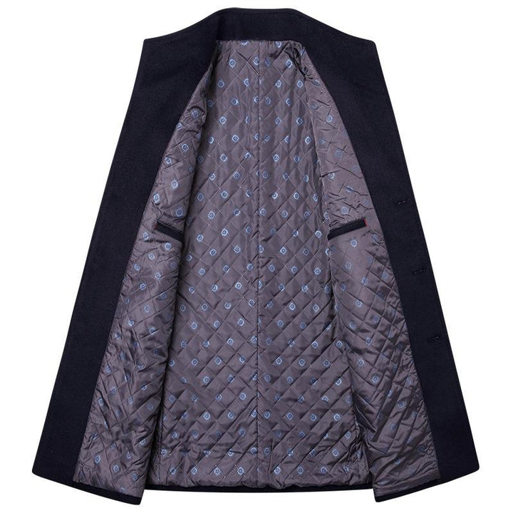 Lapel Single Breasted Woolen Coat - DUVAL