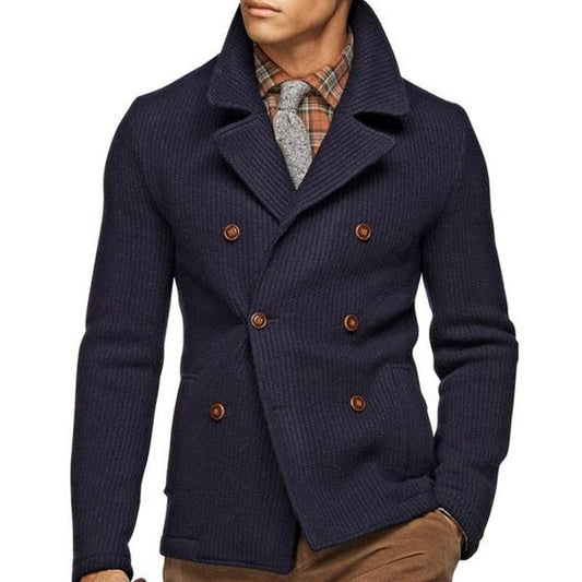 men's vintage solid color corduroy notched lapel double-breasted blazer