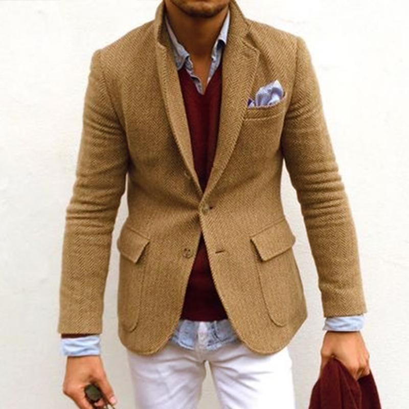 men's vintage herringbone lapel single breasted blazer