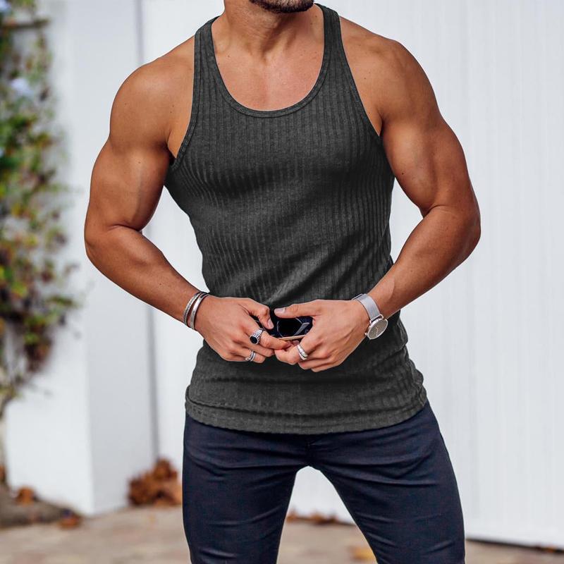 Knitted Vertical Stripe Athletic Fit Racerback Tank Top