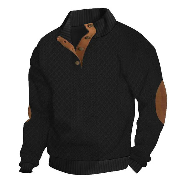 Outdoor Stand Collar Long Sleeve Jacquard Knitted Pullover Sweatshirt