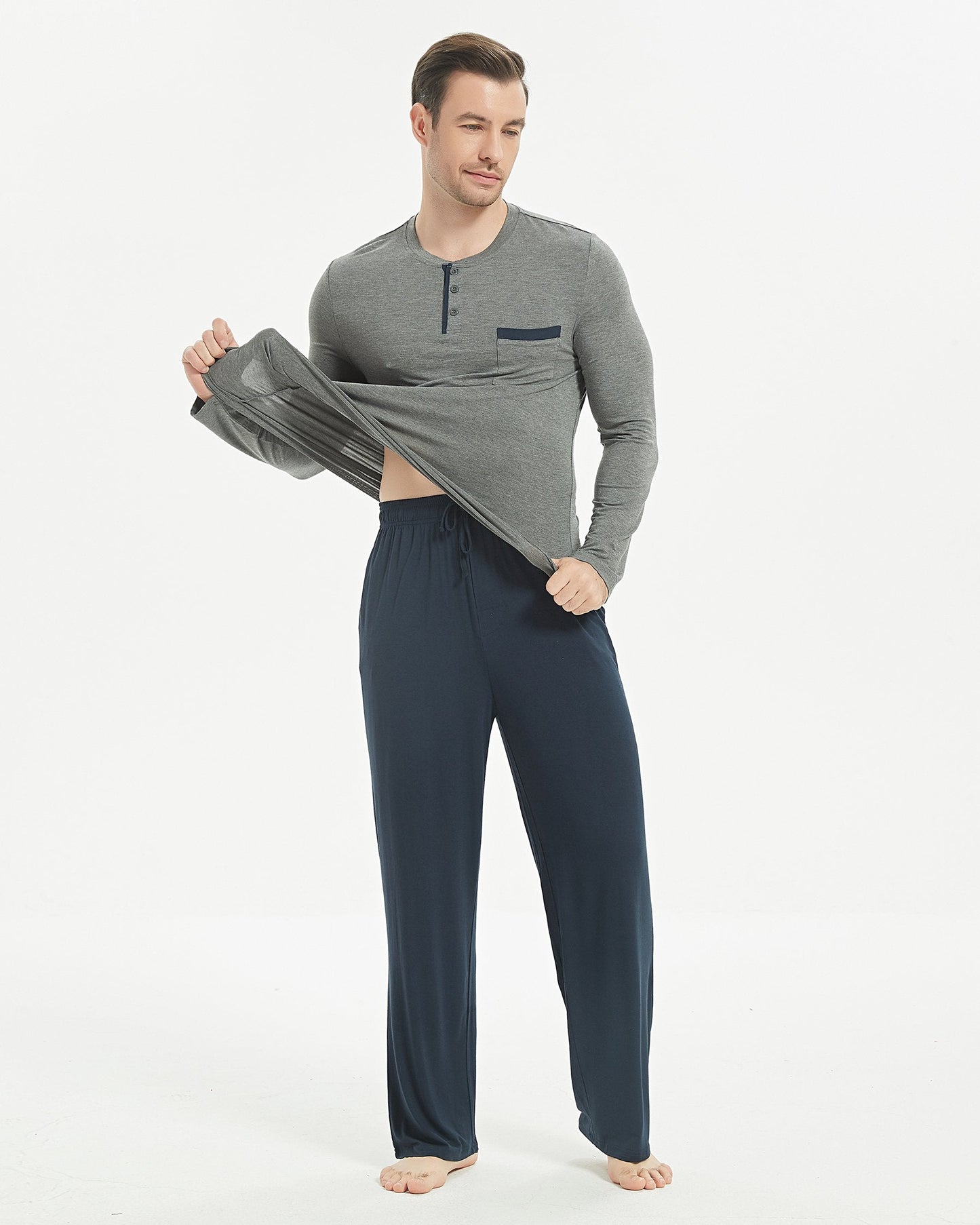 Bamboo Henley Long Sleeve Pajama Set