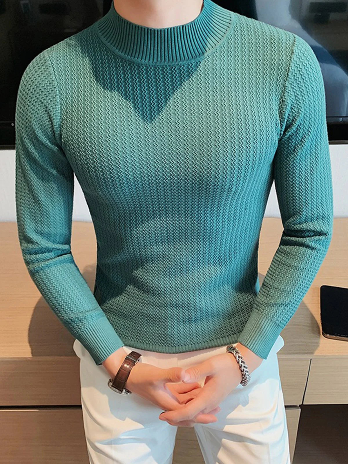 Mock-Neck Texture Baselayer Sweater