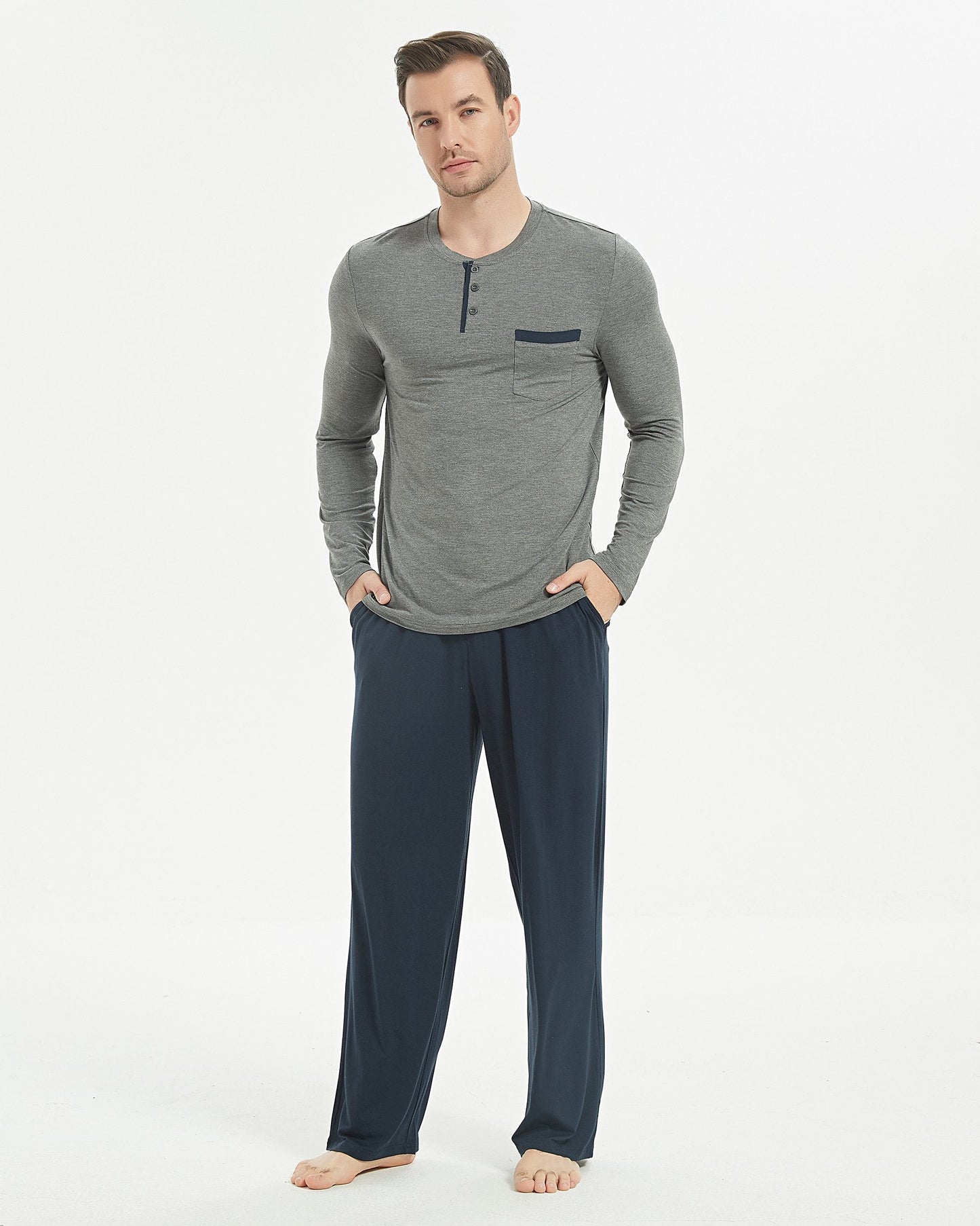 Bamboo Henley Long Sleeve Pajama Set