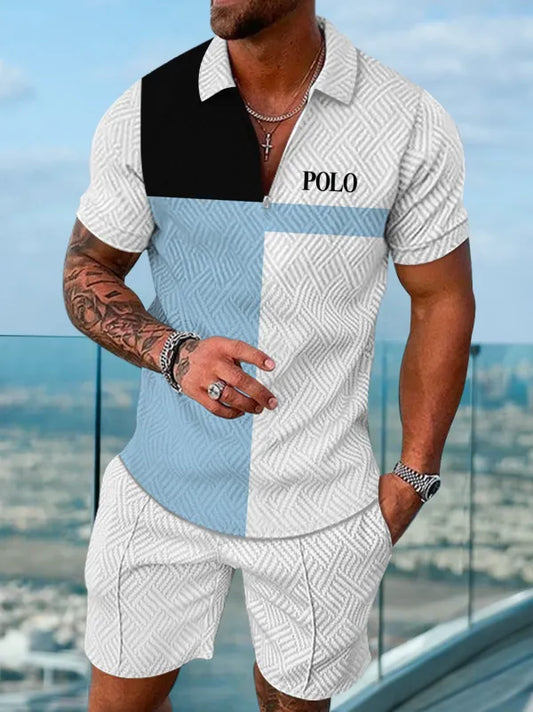 Polo Short Sleeve Zipper Two-Piece Set