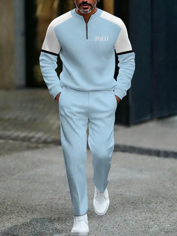 Zipper Long Sleeve Long Pants Two-Piece Set - DUVAL