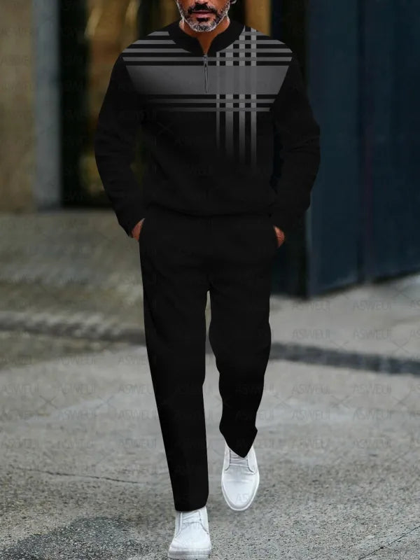 Long Sleeve Zipper Two-piece Set - DUVAL