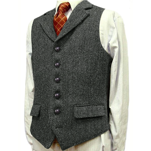 men's-vintage-lapel-herringbone-single-breasted-suit-vest