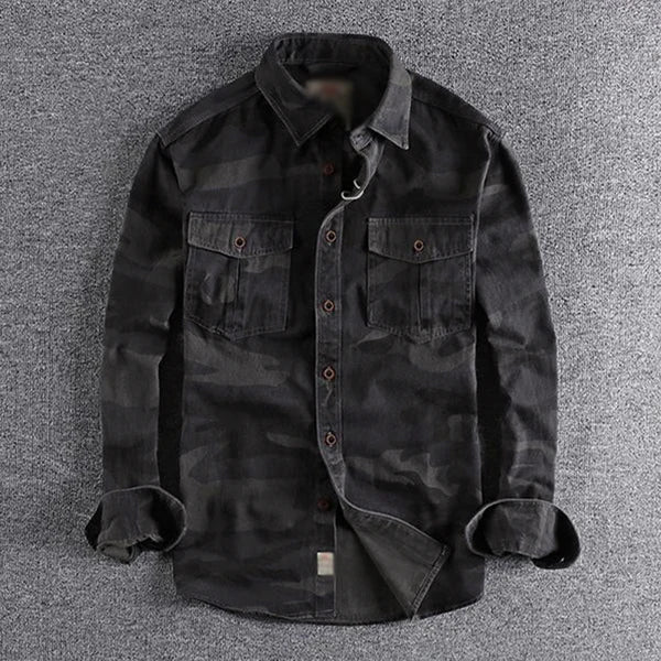 WASHED CAMO CARGO SHIRT