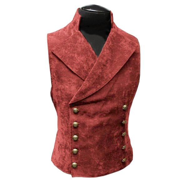 STAND COLLAR SUEDE DOUBLE BREASTED VEST