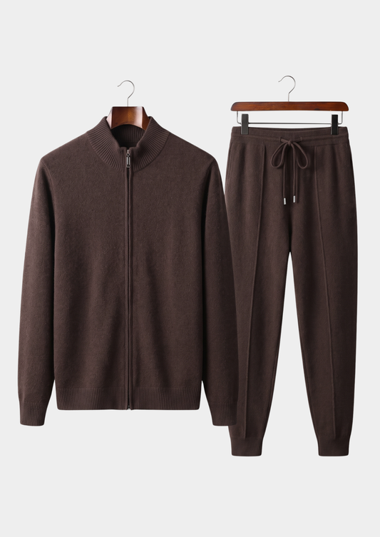 Pure Extra-Fine Merino Wool Dark Brown Luzzo Set