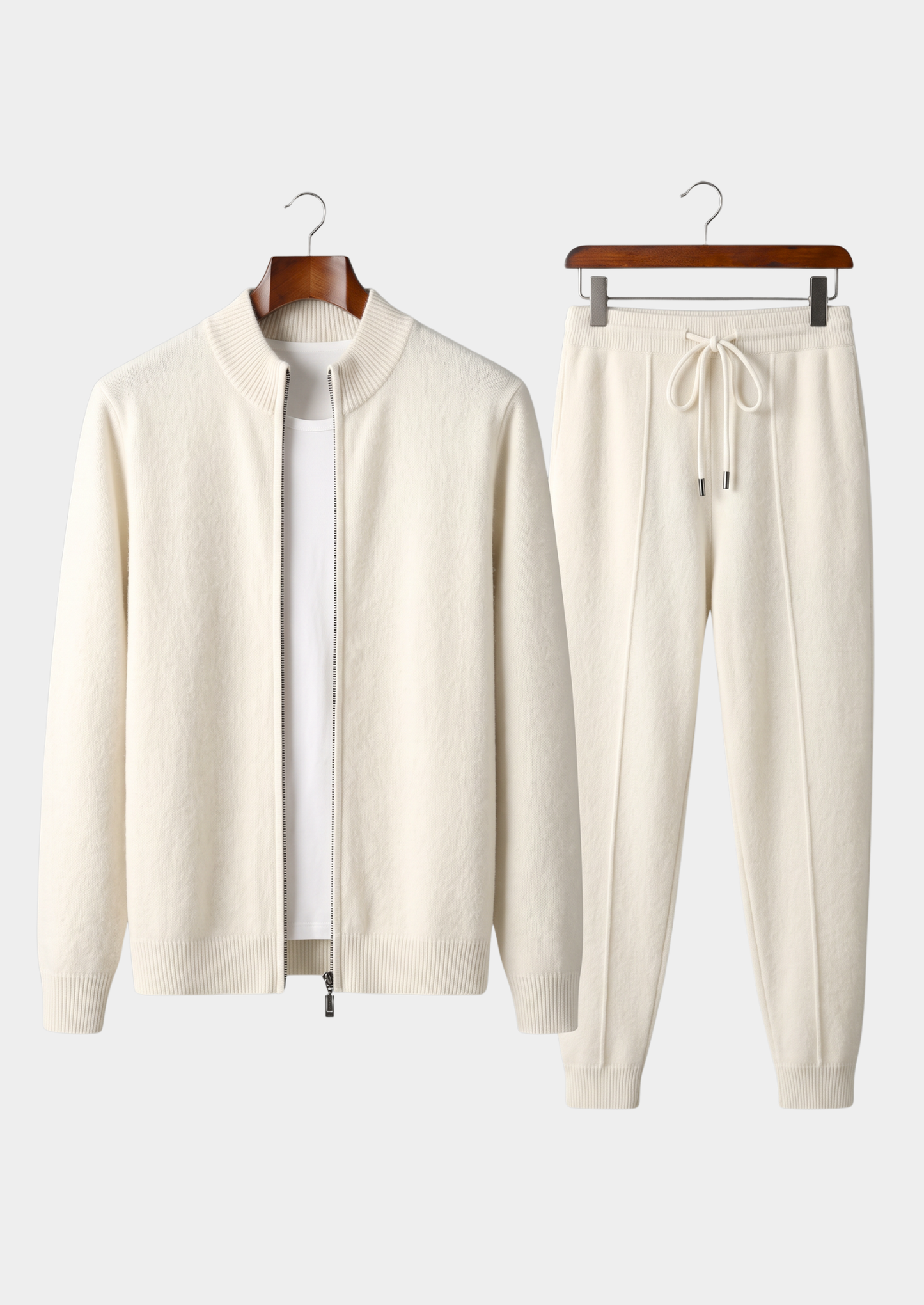 Pure Extra-Fine Merino Wool Cream White Luzzo Set