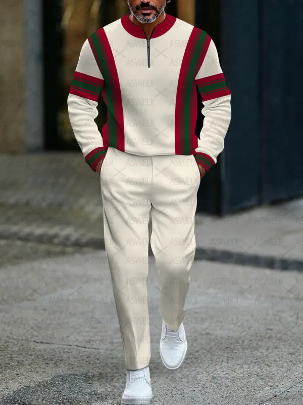 Zipper Long Sleeve Long Pants Two-Piece Set - DUVAL