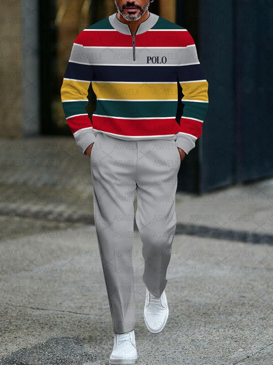 Zipper Long Sleeve Long Pants Two-Piece Set