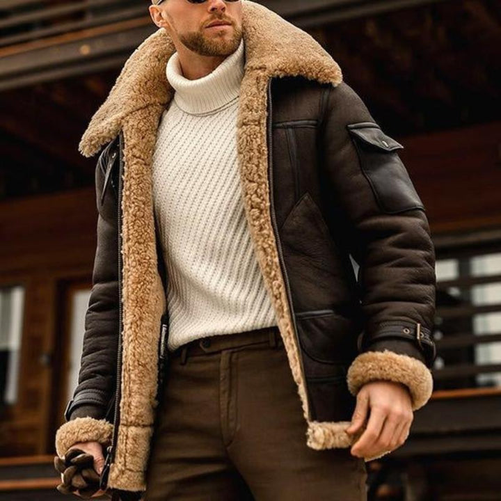 Winter Lambswool Warm Lapel Multi-pocket Thick Coat - DUVAL