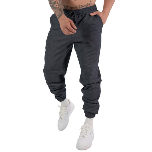 men's-solid-color-elastic-waist-casual-sports-pants