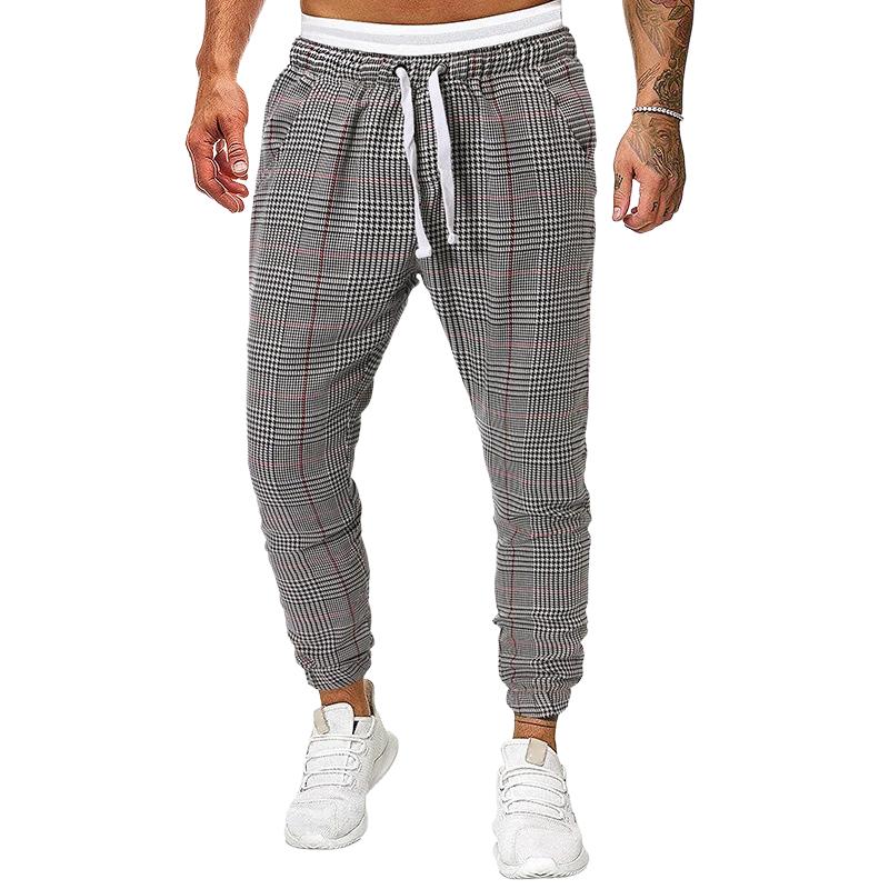 men's-retro-casual-plaid-print-drawstring-sports-pants