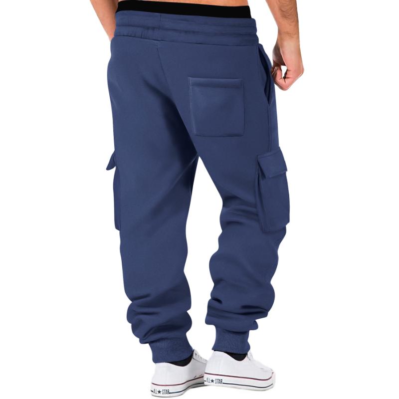 men's-solid-color-sports-multi-pocket-sweatpants