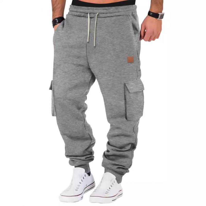 men's-solid-color-sports-multi-pocket-sweatpants