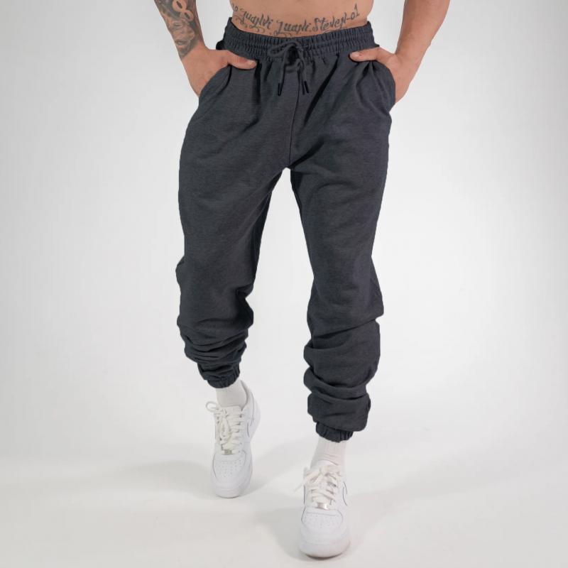 men's-solid-color-elastic-waist-casual-sports-pants