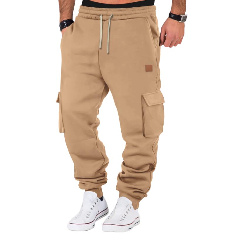 men's-solid-color-sports-multi-pocket-sweatpants