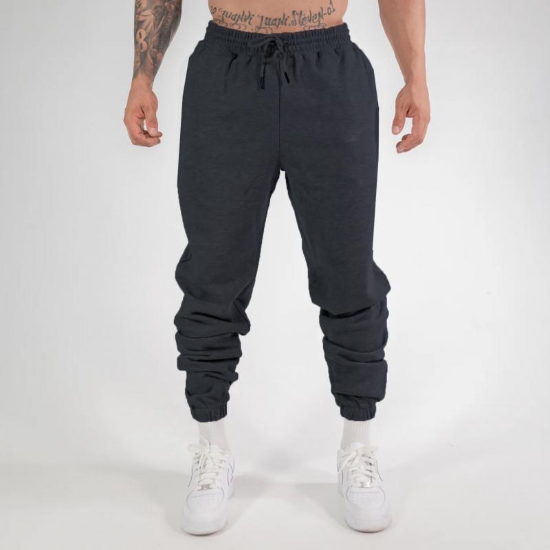 men's-solid-color-elastic-waist-casual-sports-pants