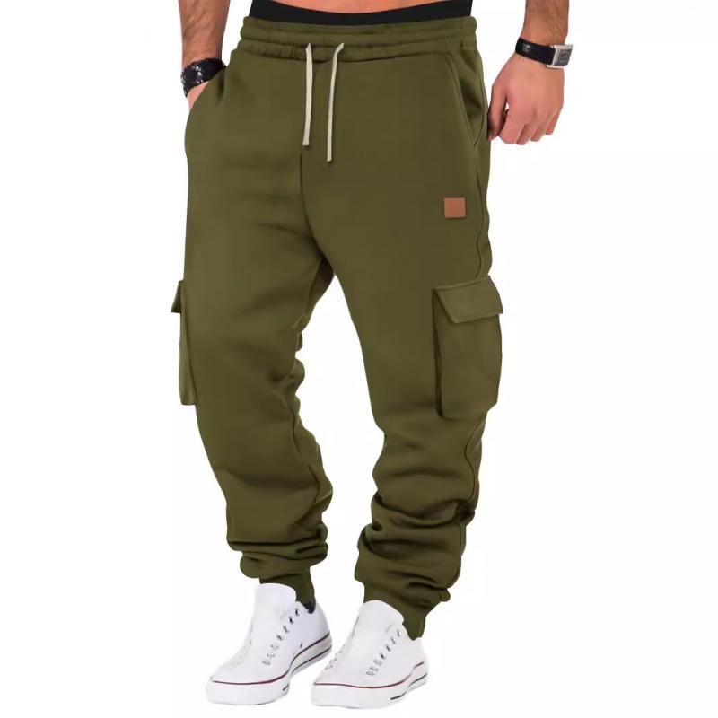 men's-solid-color-sports-multi-pocket-sweatpants