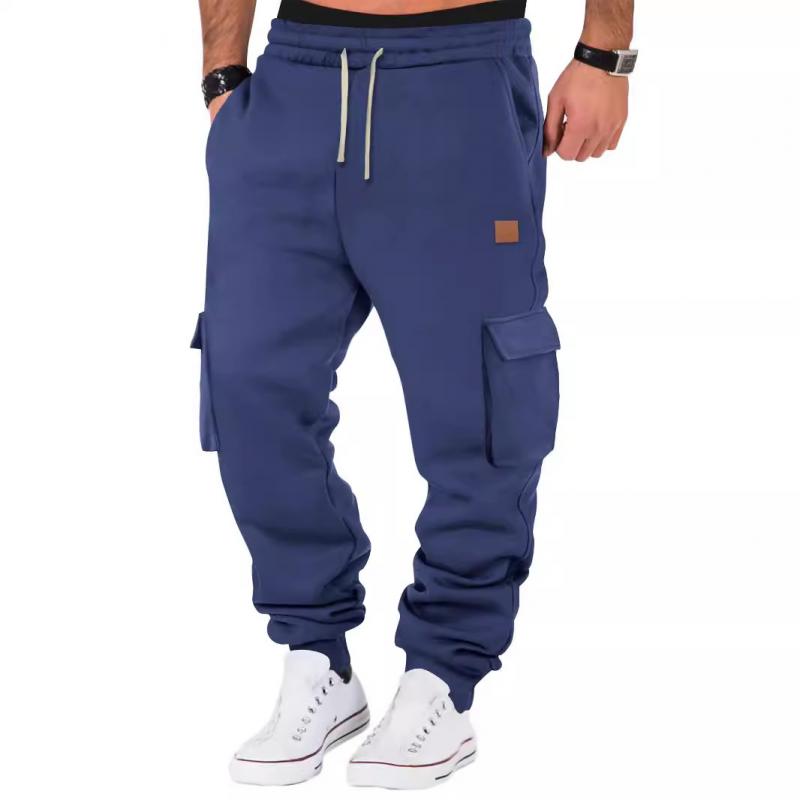 men's-solid-color-sports-multi-pocket-sweatpants