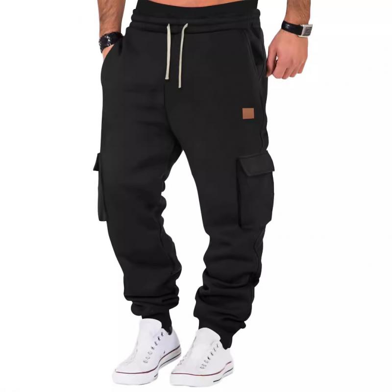 men's-solid-color-sports-multi-pocket-sweatpants