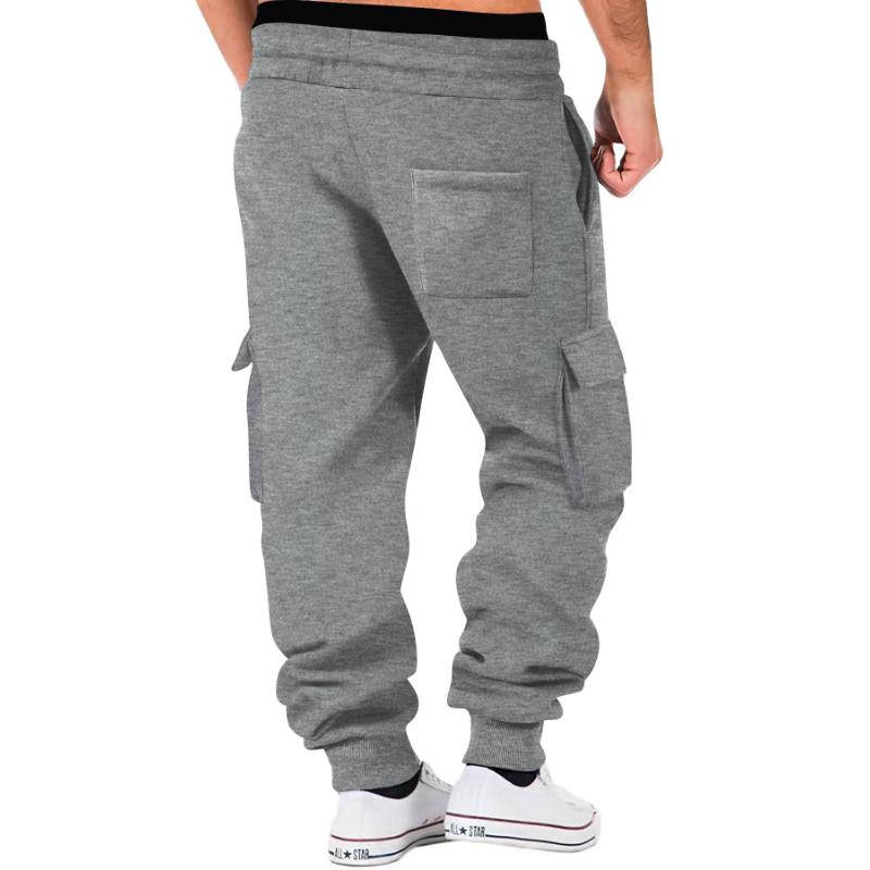 men's-solid-color-sports-multi-pocket-sweatpants