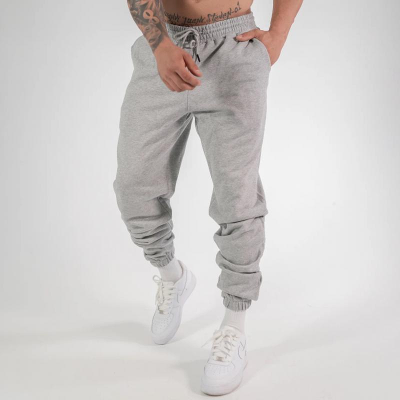 men's-solid-color-elastic-waist-casual-sports-pants