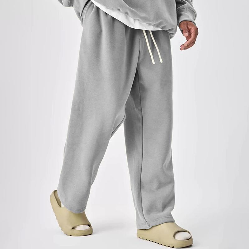 men's-solid-color-drawstring-elastic-waist-straight-leg-sweatpants