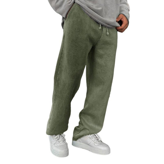 men's-solid-color-loose-elastic-waist-sports-pants