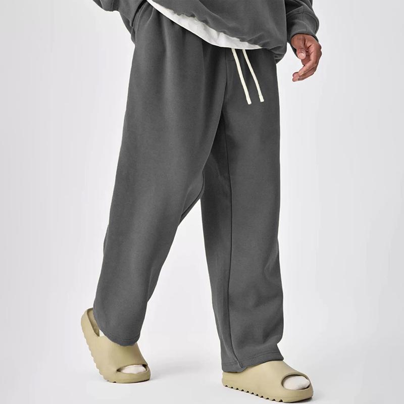 men's-solid-color-drawstring-elastic-waist-straight-leg-sweatpants